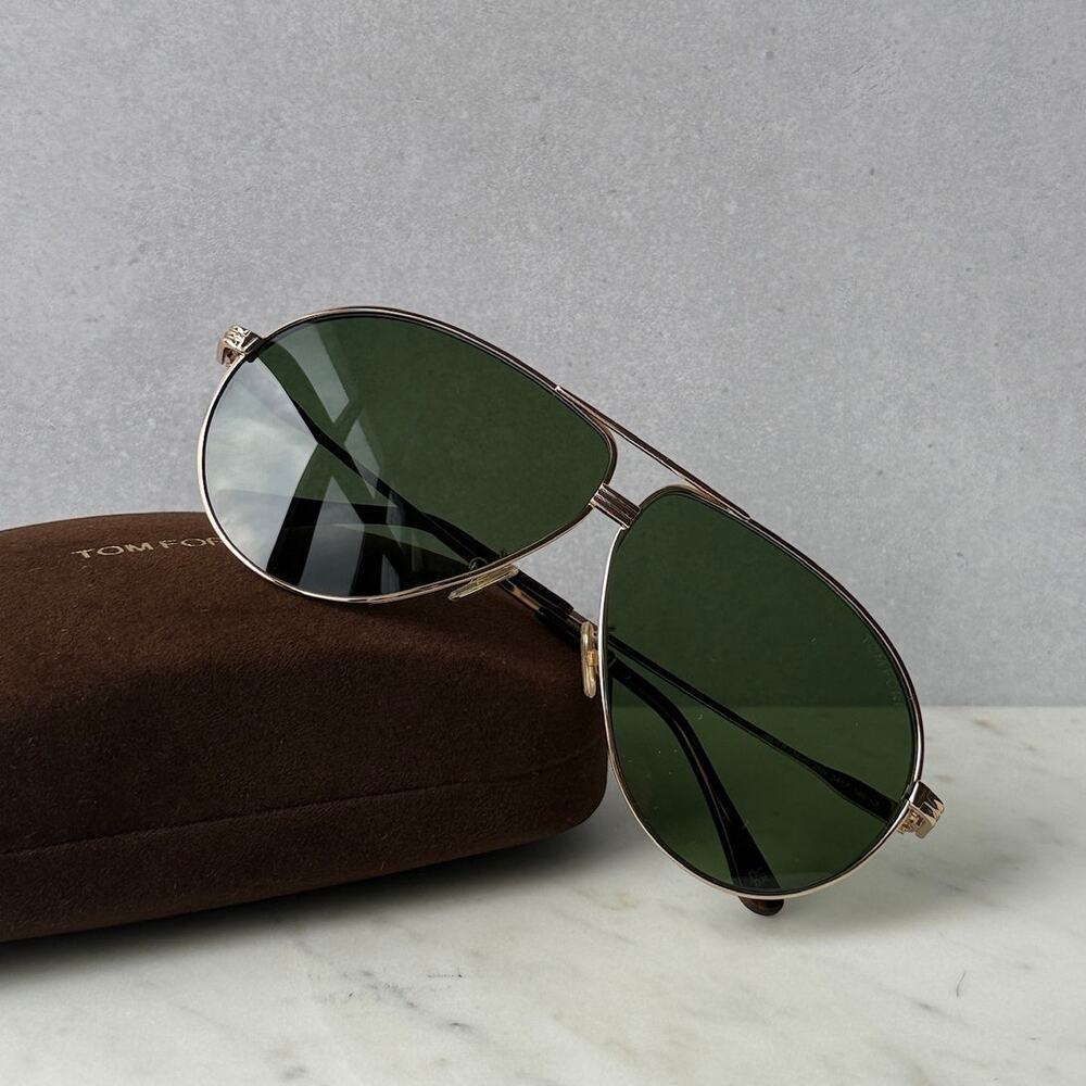NEW Tom Ford FT0734-H Jet Rose Gold Aviator Sunglasses